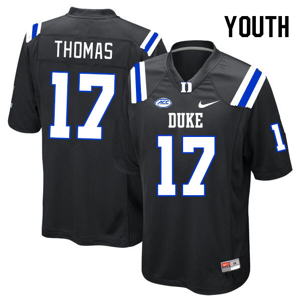 Youth #17 Star Thomas Duke Blue Devils College Football Jerseys Stitched-Black